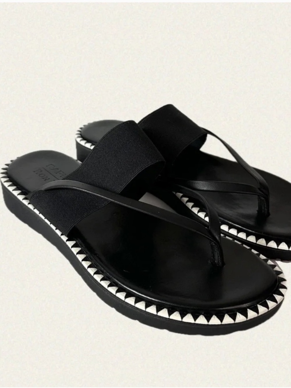 Ron White Rapisardi Black and White Leather Sandals Sz. 40/9